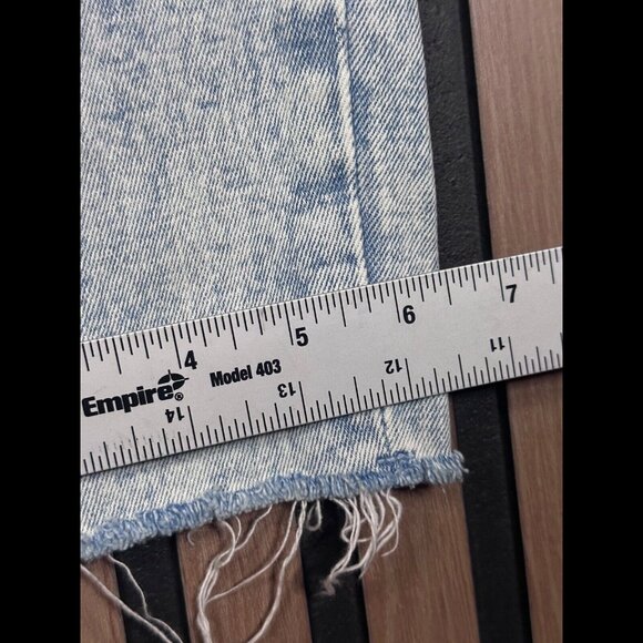 Abercrombie & Fitch Mom Jeans 27 Blue Stone Wash Frayed Ultra High Rise Belted - Picture 6 of 8